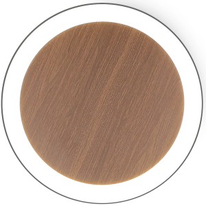 Luce Design LED-Deckenleuchte Moon S, Holzoptik, Ø 30 cm, warmweißes Licht.