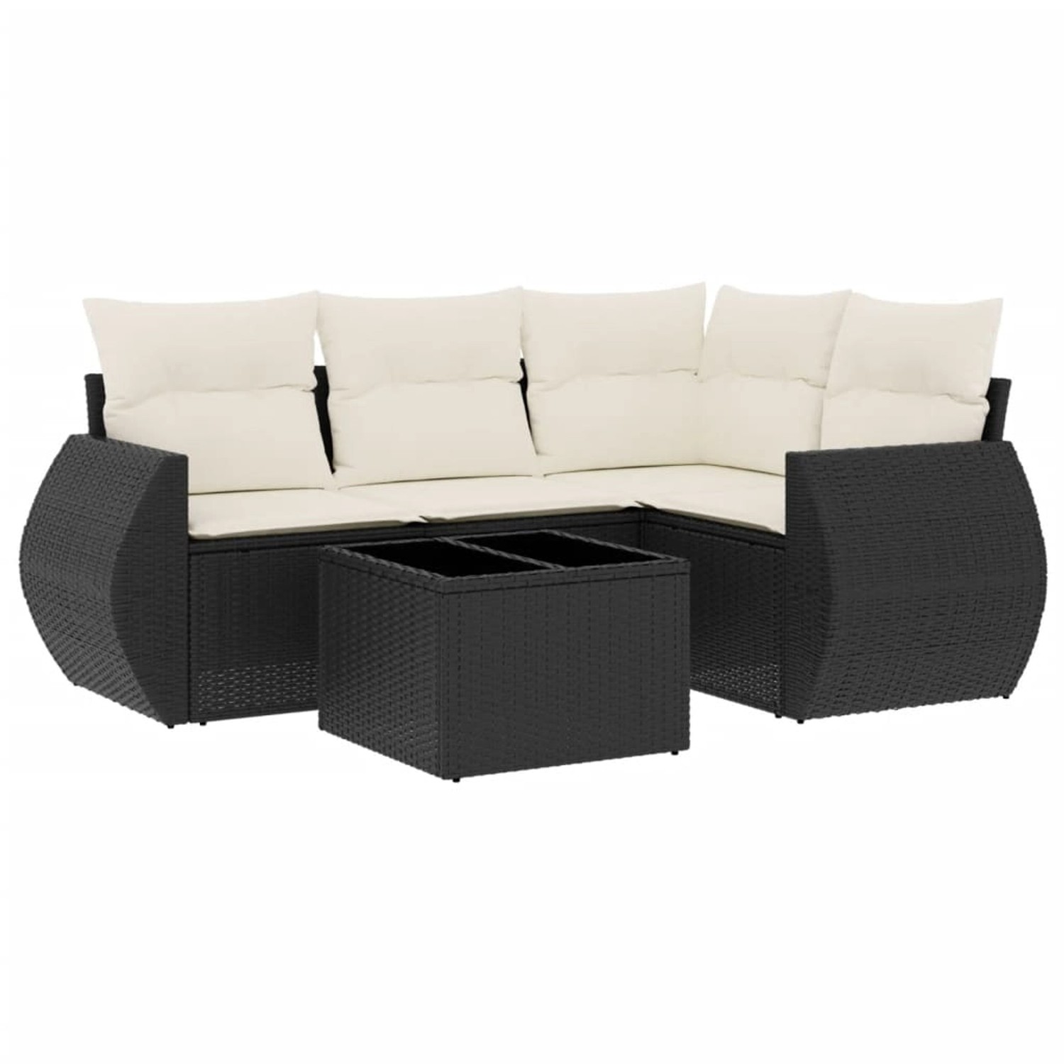 vidaXL 5-Tlg Garten-Sofagarnitur mit Kissen Schwarz Poly Rattan 3253653 günstig online kaufen