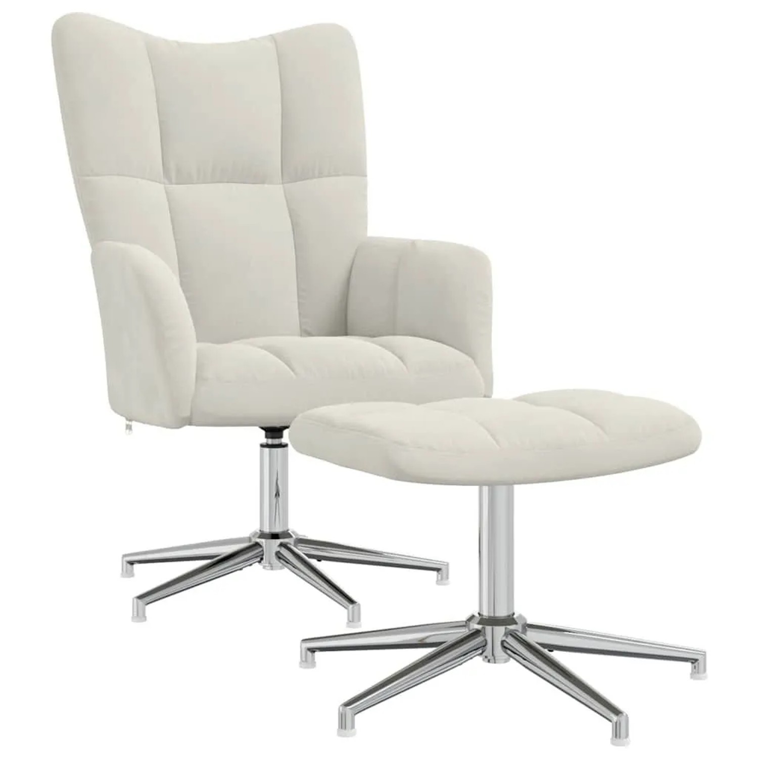 vidaXL Relaxsessel mit Hocker Cremeweiß Samt 328137
