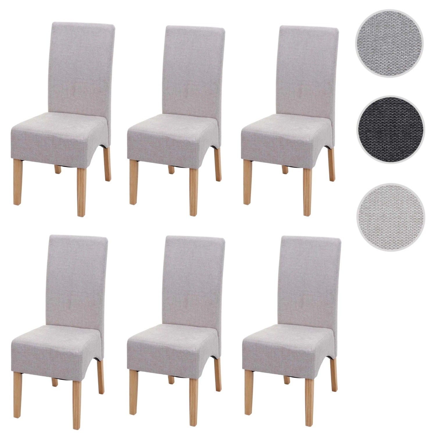 6er-Set Polsterstühle Crotone in Creme Beige mit hellen Holzbeinen.