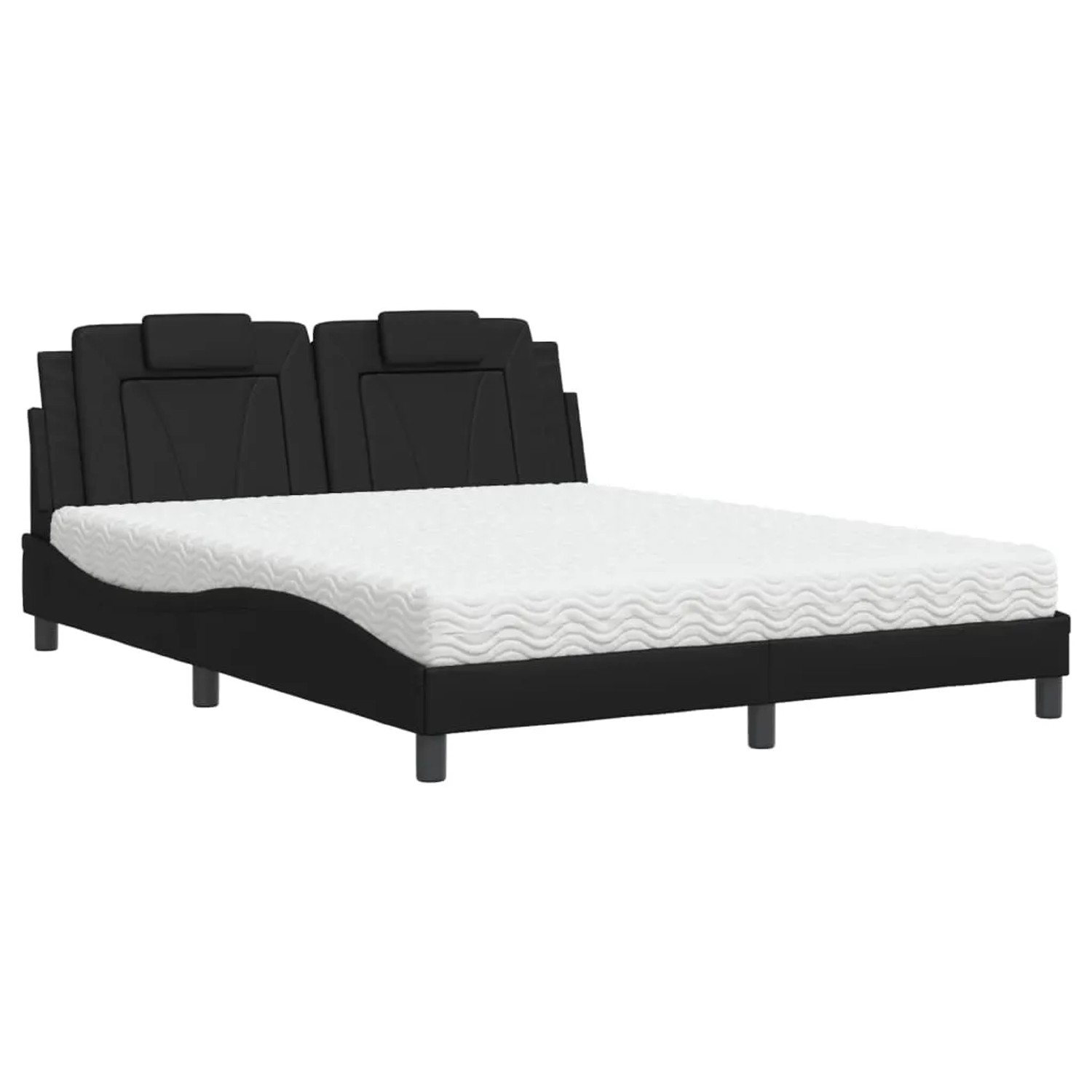 vidaXL Bett mit Matratze Schwarz 160x200 cm Kunstleder Modell 32012376