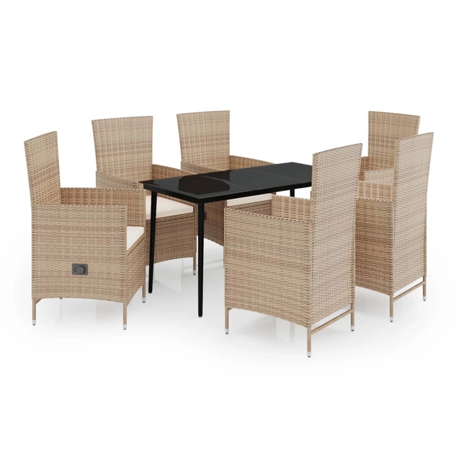 vidaXL 7-Tlg Garten-Essgruppe mit Kissen Beige 3099458 günstig online kaufen