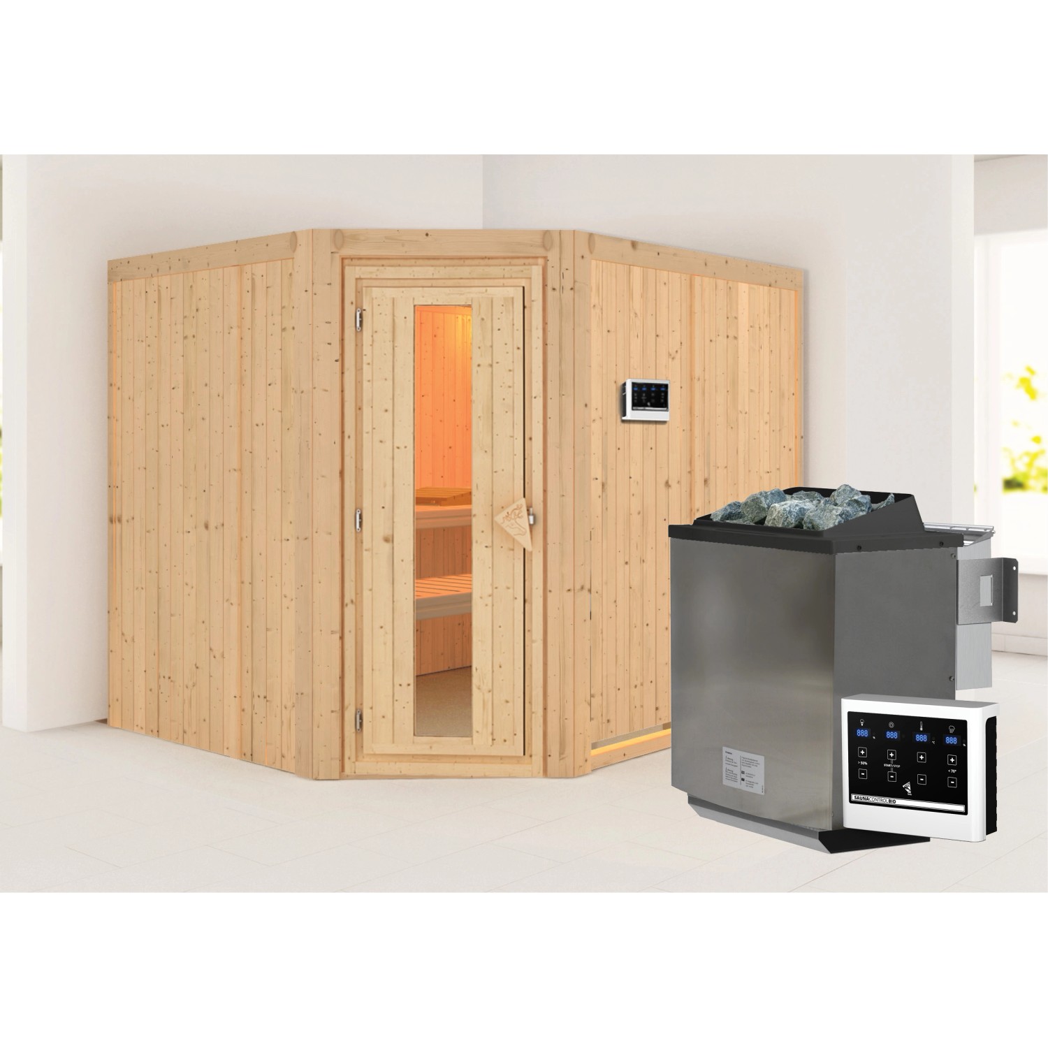 Thumbnail - Karibu Sauna mit Bio-Ofen externe Stg.Natur