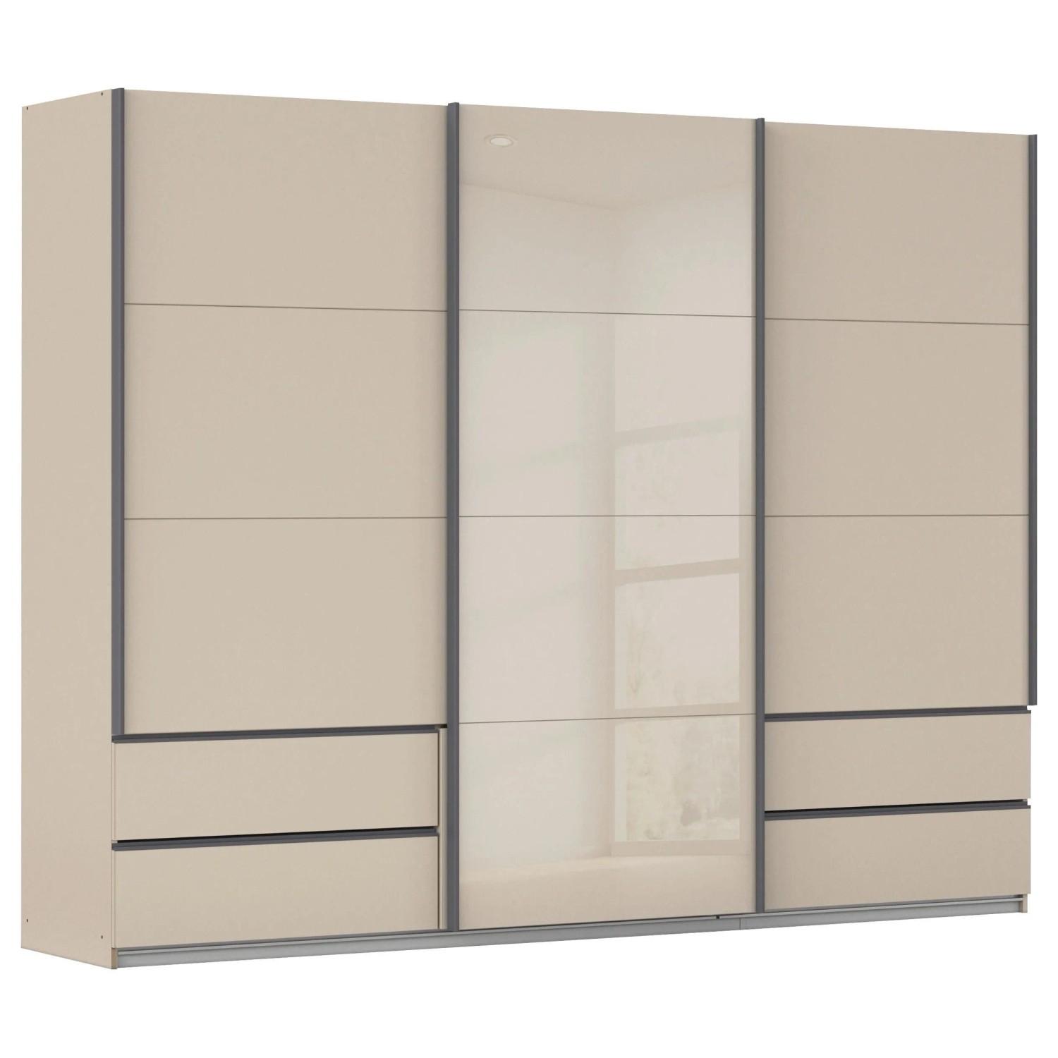 Premium Living Schwebetürenschrank Elara Champagner Glas