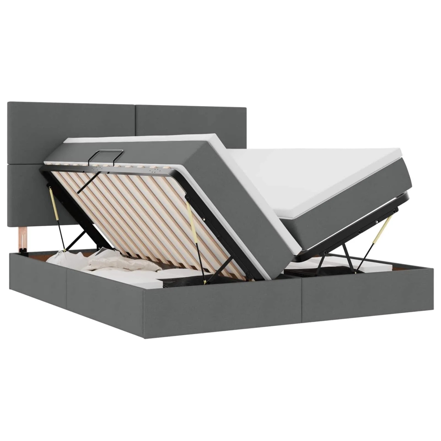 vidaXL Bett mit LED-Lichtleisten Dunkelgrau 180 x 200 cm Stoff 3372822