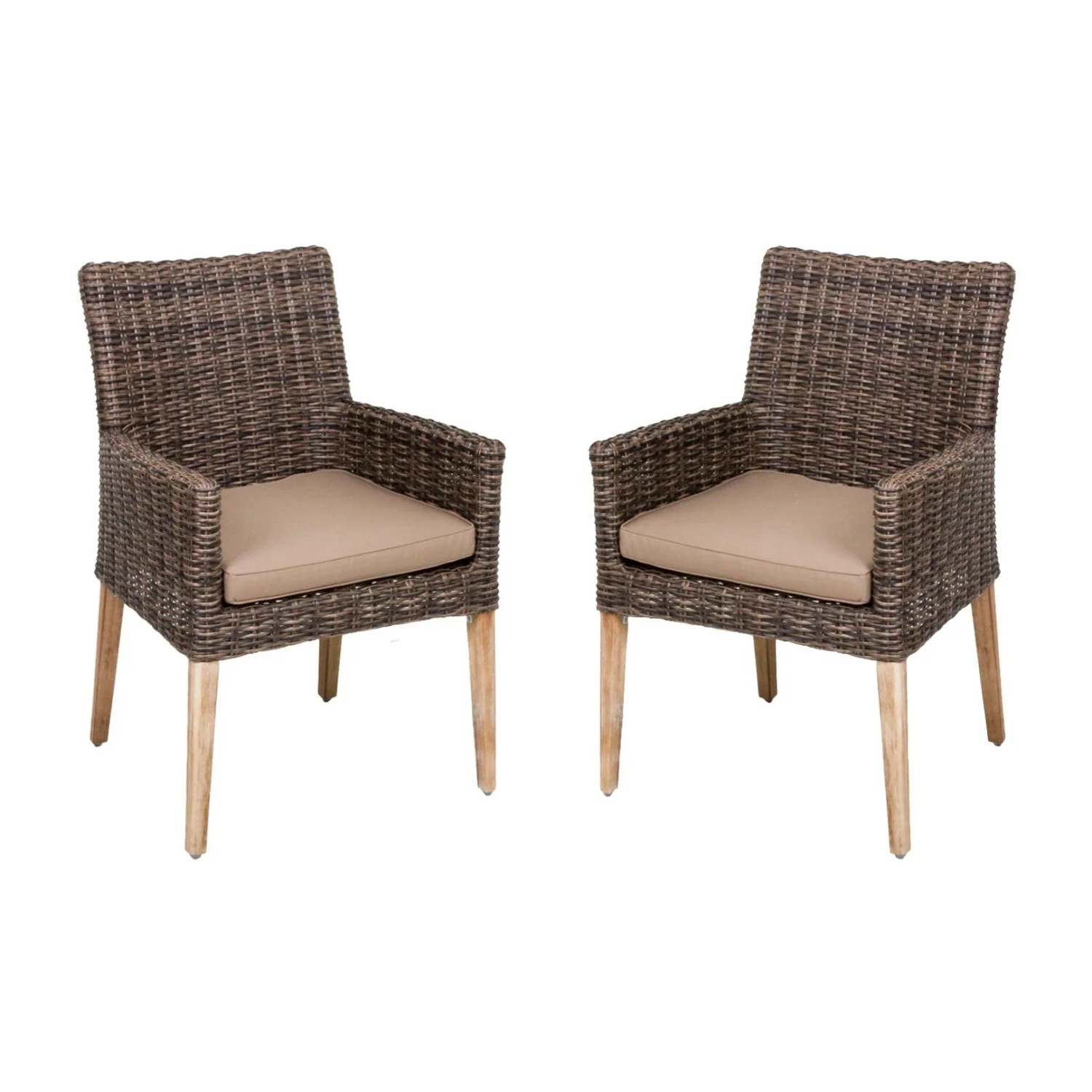 DELUKE Gartenstuhl 2er Set TROMSO Auflage Akazie Pfefferbraun Relaxsessel Wetterfest Gartenstühle Outdoor