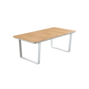 Rechteckiger Garden Pleasure Gartentisch Venice, braun-weiß, 100x200 cm, mit Holzplatten und robustem Aluminiumgestell.