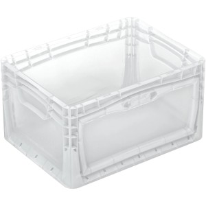 Transparente Eurobox mit seitlicher Klappe, 40x30x22 cm. Ideal zur Aufbewahrung.