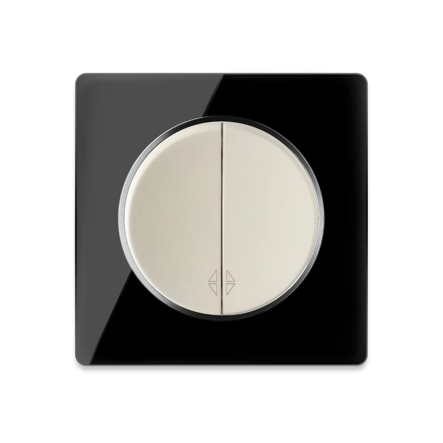 OneKeyElectro Wechselschalter 2fach Beige mit Glas Abdeckrahmen Schwarz