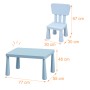 Relaxdays Kindersitzgruppe blau: Robuster Polypropylen-Tisch und 2 Stühle für Kinder. Kindgerechte Essgruppe zum Spielen & Basteln.
