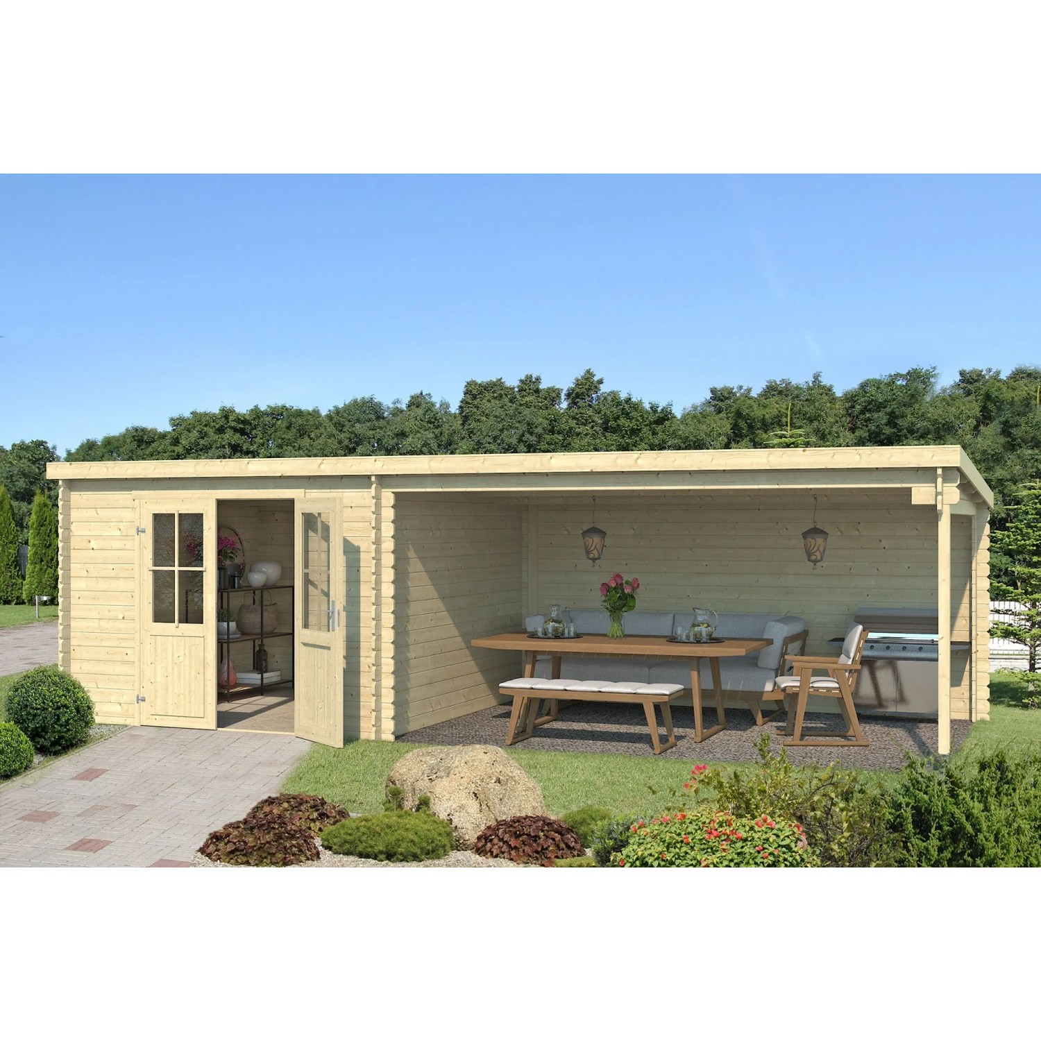 Lasita Gartenhaus St Louis 681 cm x 292 cm Natur/Unbehandelt
