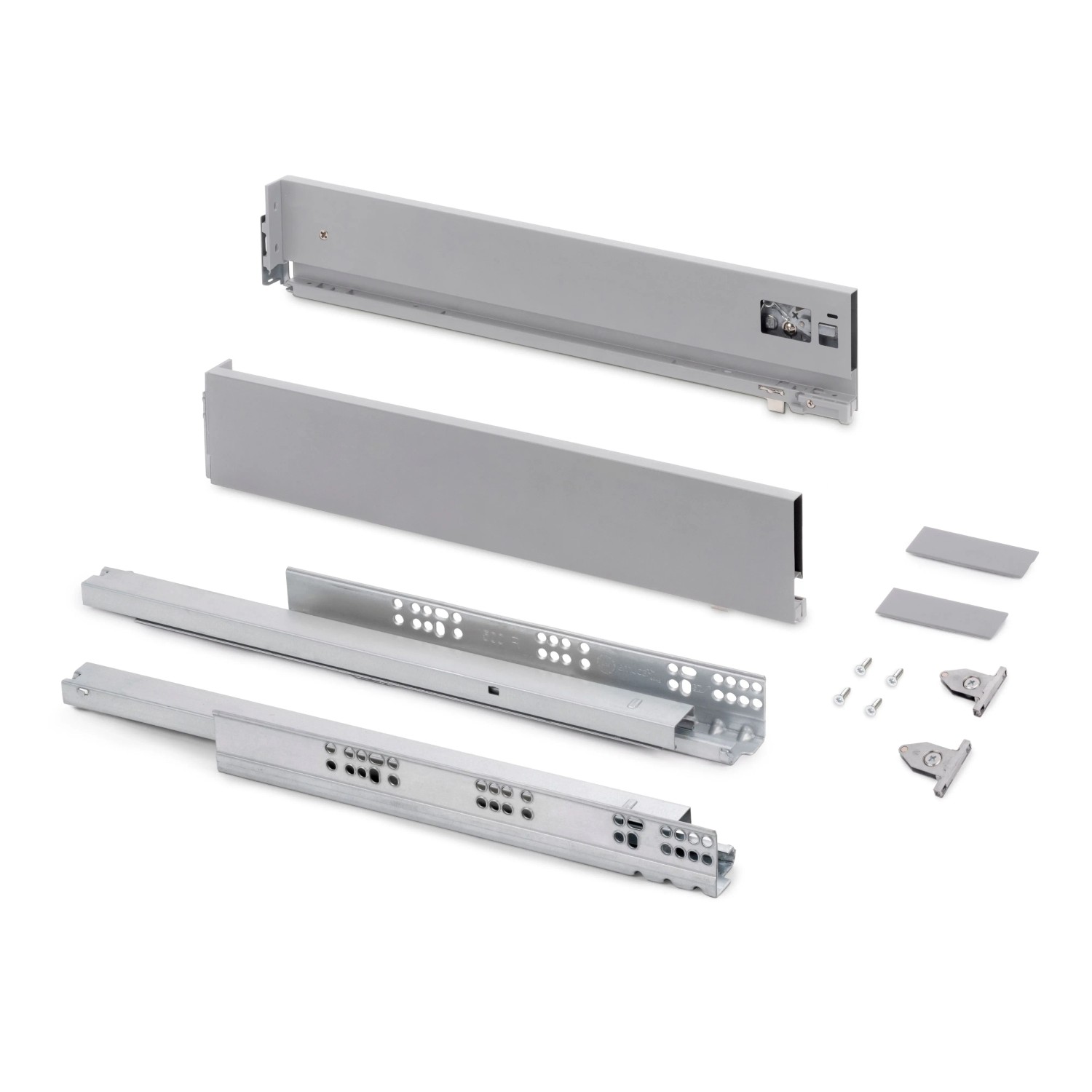 Emuca Aussenschublade Vertex mit 3D-Regelung Höhe 93 mm 40 kg Tiefe 300 mm Stahl Grau Metallic
