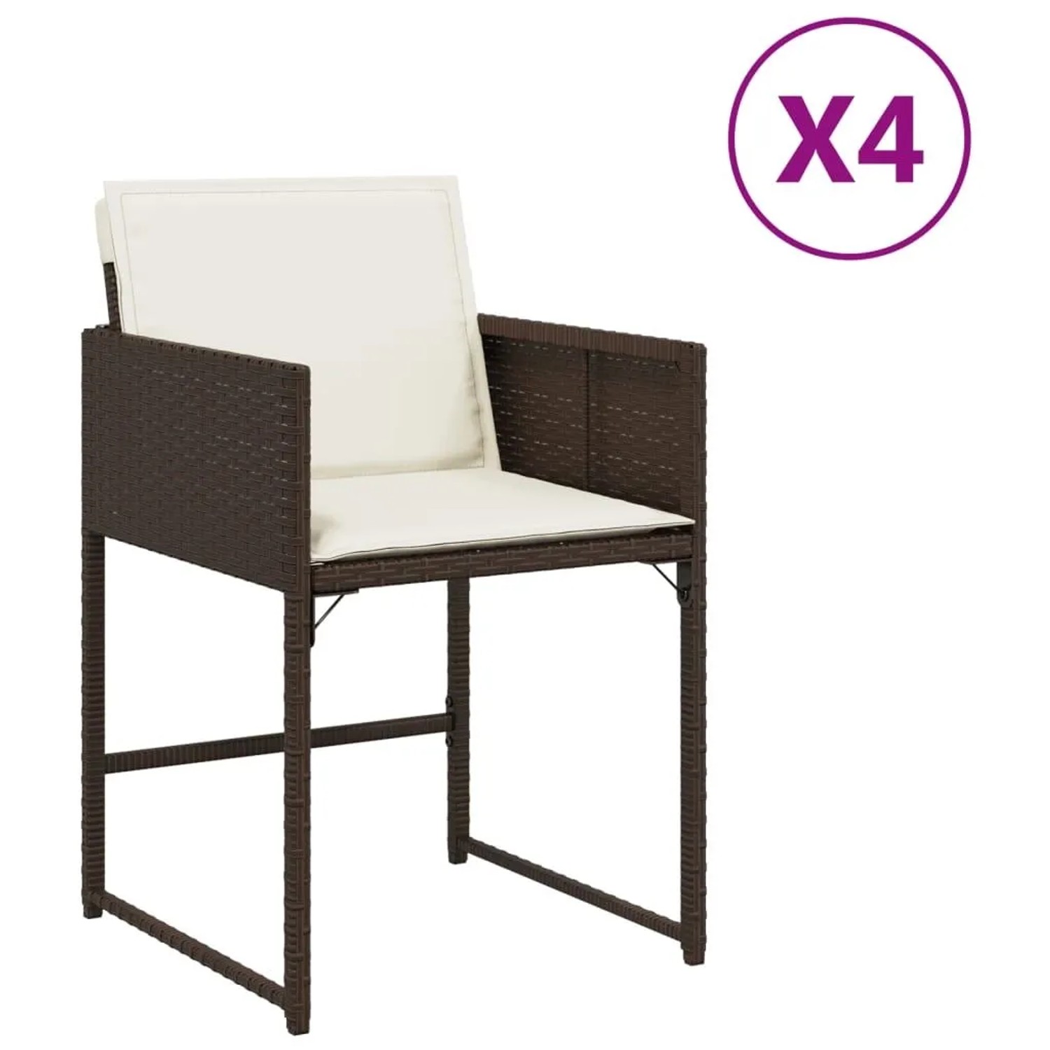 Furnicato Gartenstuhl Pe Rattan Braun 50 5 X 54 X 79 Cm Mit Kissen Cremeweiß