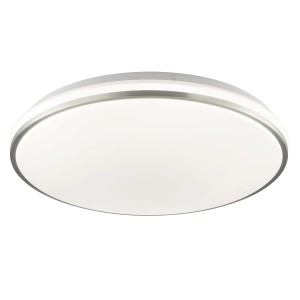 Runde LED Deckenleuchte Avalis in Weiß/Alu, dimmbar, Ø 38cm. Moderne Lampe für Wohnräume.