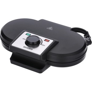 Schwarzes Severin Doppel-Waffeleisen WA 2106 mit Temperaturregler und Backampel.