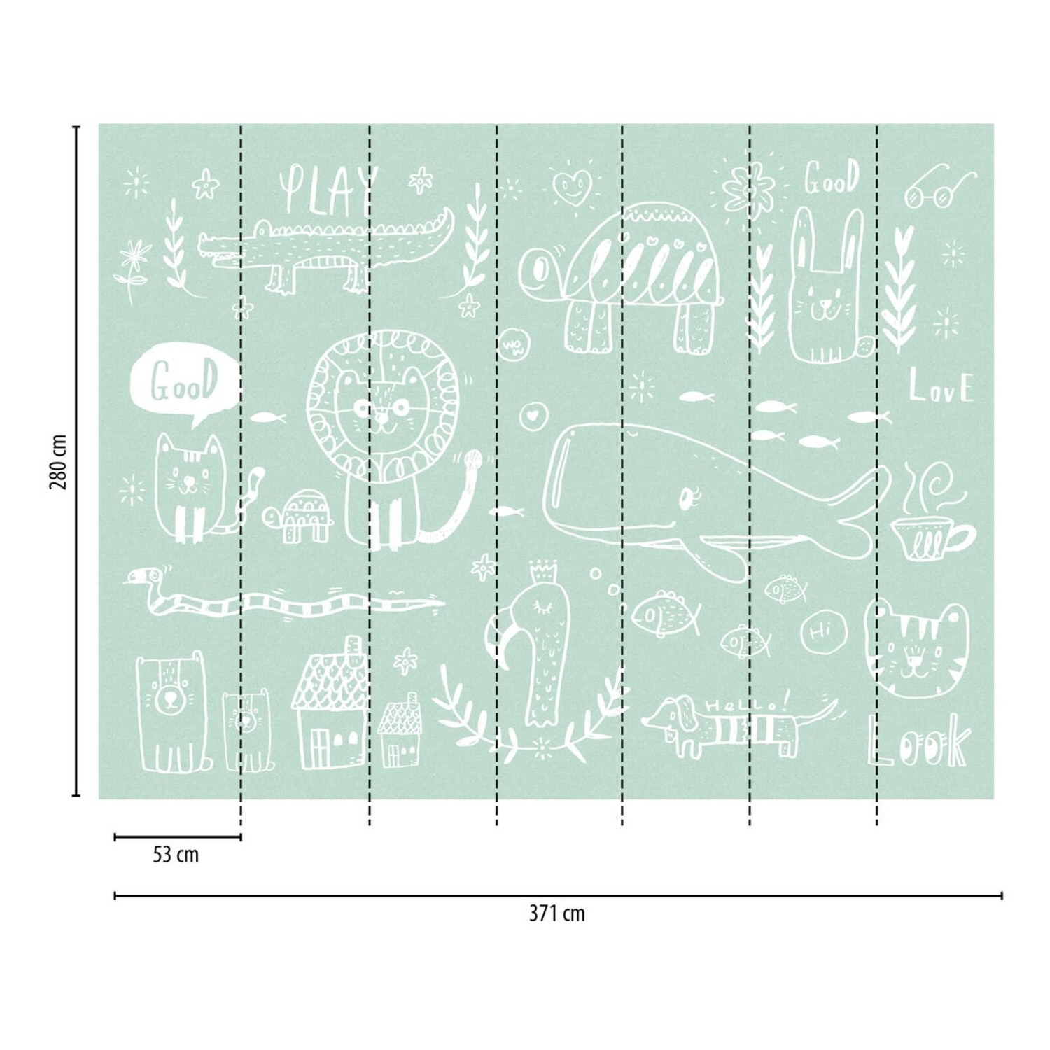 Ayurvana Kinderposter Safari - 4er Set Schwarz-Weiß Tiere A4