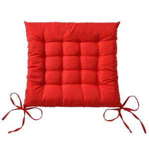 Rotes Beautissu Lea Stuhlkissen 40x40cm mit Steppung und Bändern, 4er-Set.