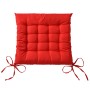 Rotes Beautissu Lea Stuhlkissen 40x40cm mit Steppung und Bändern, 4er-Set.