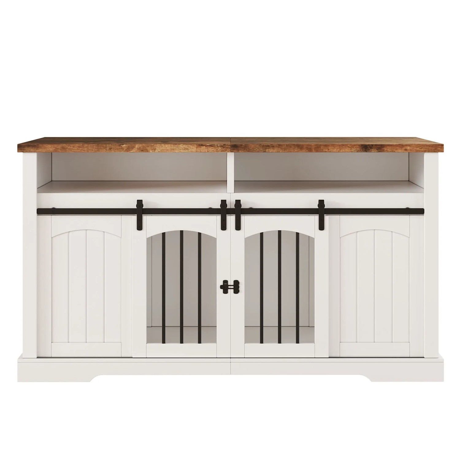 Merax Hundekäfig Schrank 153x60x85cm TV-Schrank Weiß