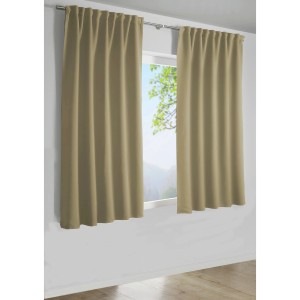 Bennetti Dimout Schal in Natur, 140x175 cm, blickdicht und mit Gardinenband für Fenstervorhänge.