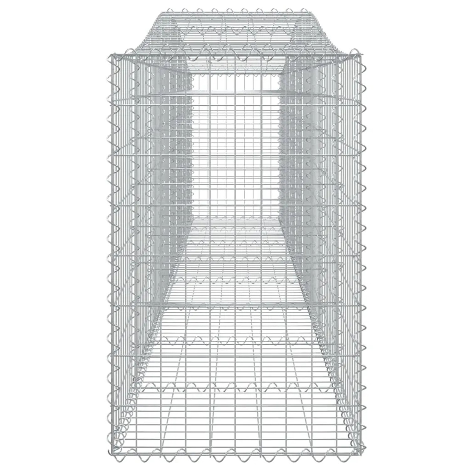 Set aus 7 vidaXL Gabionen mit Hochbogen, 400x50x80/100cm, aus verzinktem Eisen.