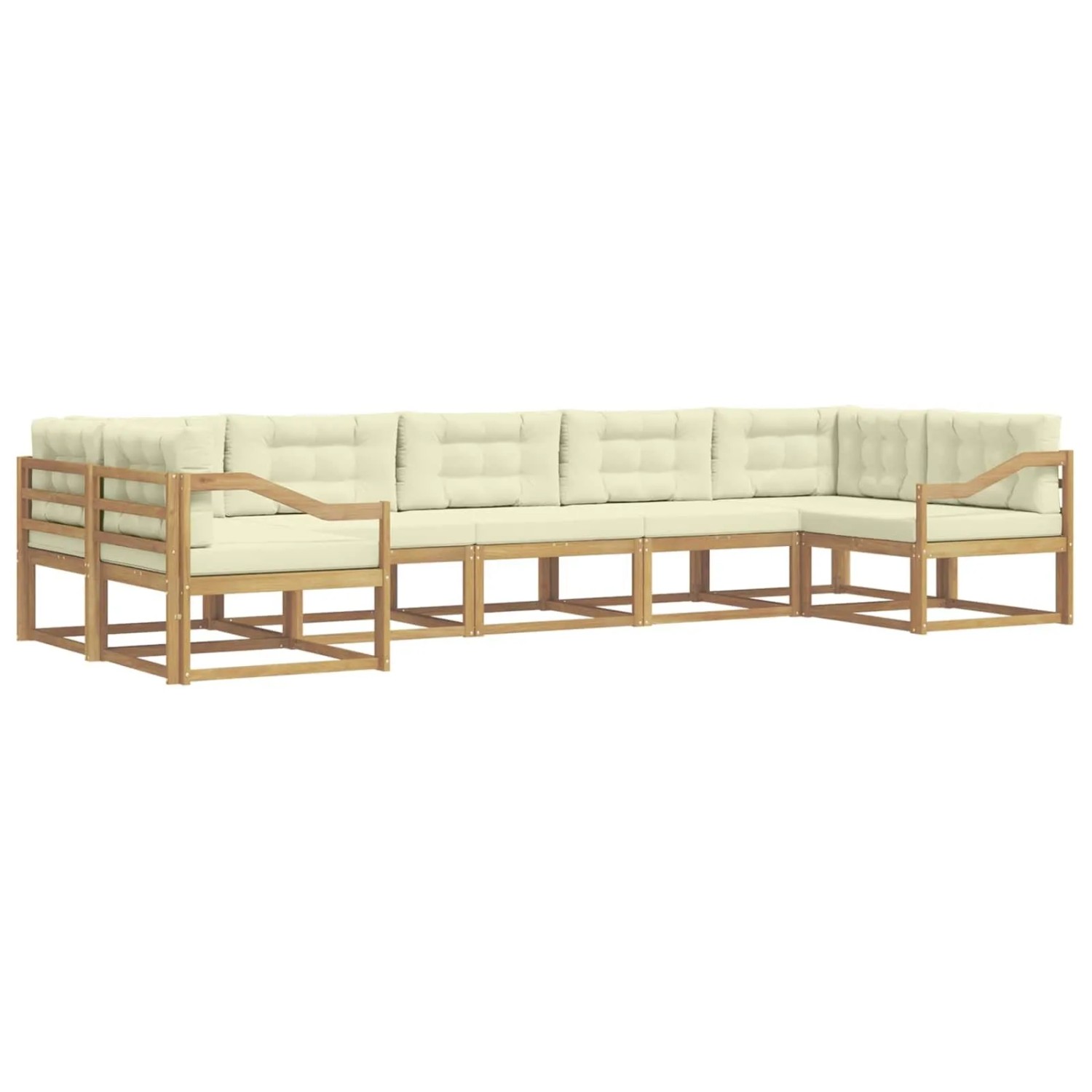 vidaXL Outdoor-Sofagarnitur mit Kissen 7 Stk Weiß und Creme 3386984