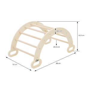 Joyz Kletterbogen aus Holz, natur, für Kinder ab 2 Jahren, mit Maßangaben.
