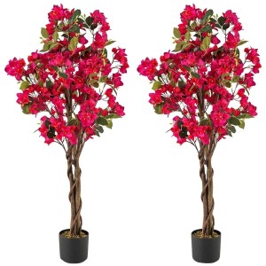 Costway Künstlicher Bougainvillea Baum für Büro Garten Rosa 120 cm