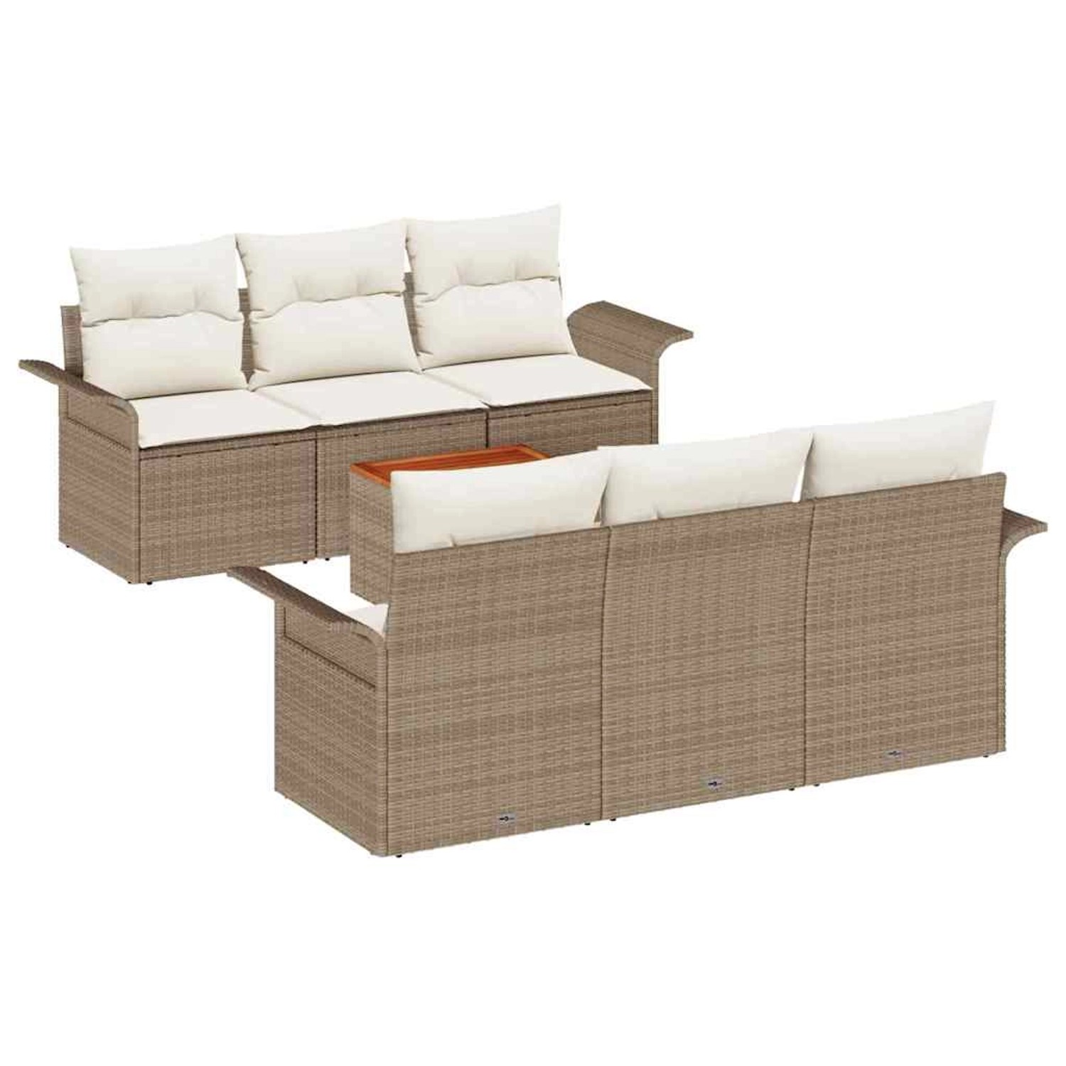 vidaXL Garten-Sofa-Set 7-Tlg Beige Poly Rattan 3347274 günstig online kaufen