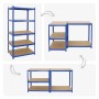 PROREGAL Schwerlastregal Mega Deal, 2 blaue Metallregale mit 5 MDF-Böden, als Regal oder Werkbank nutzbar.