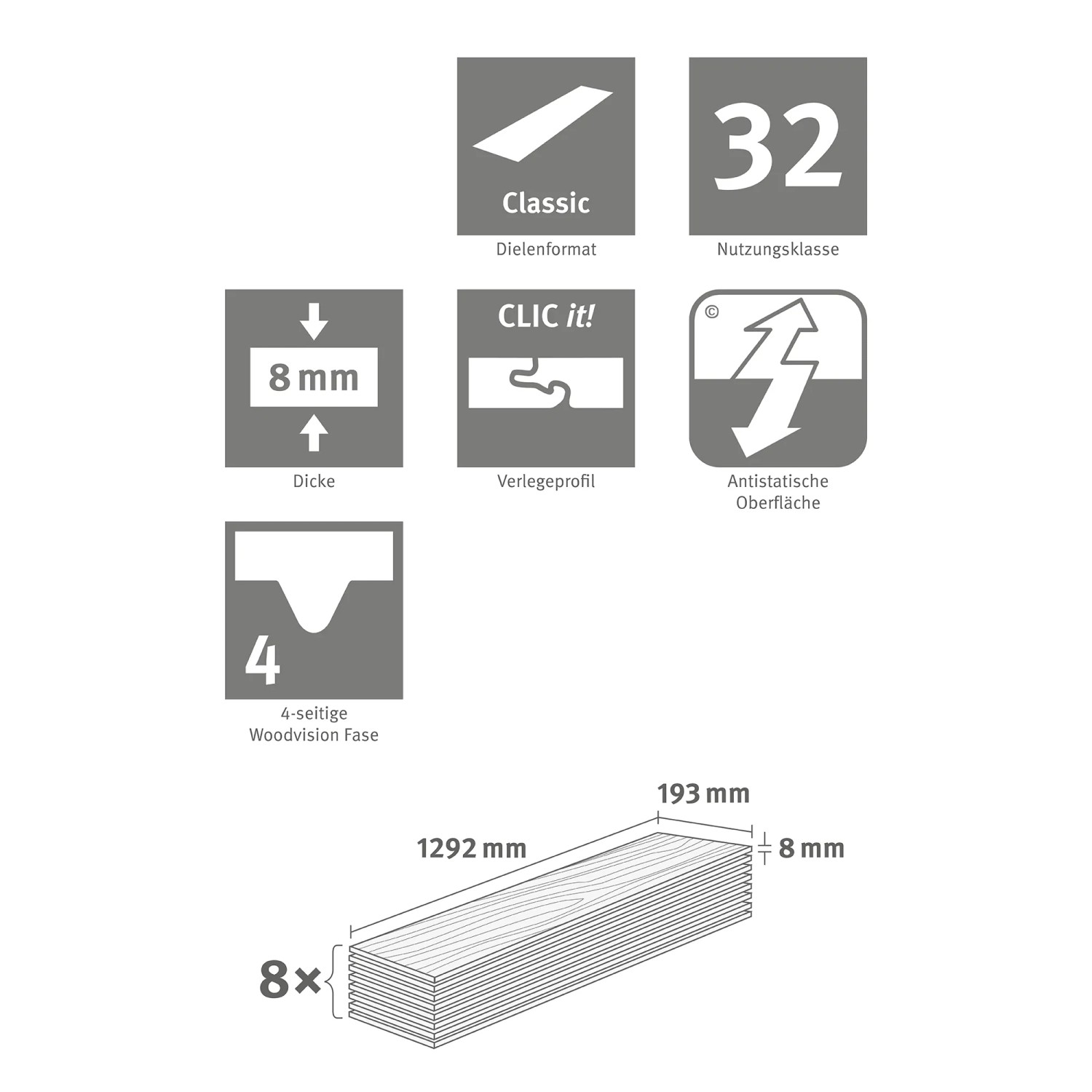 Egger Laminat EL2157 NatureSense Nord Eiche Sand: Technische Daten wie Stärke, Format und Klicksystem im Überblick.