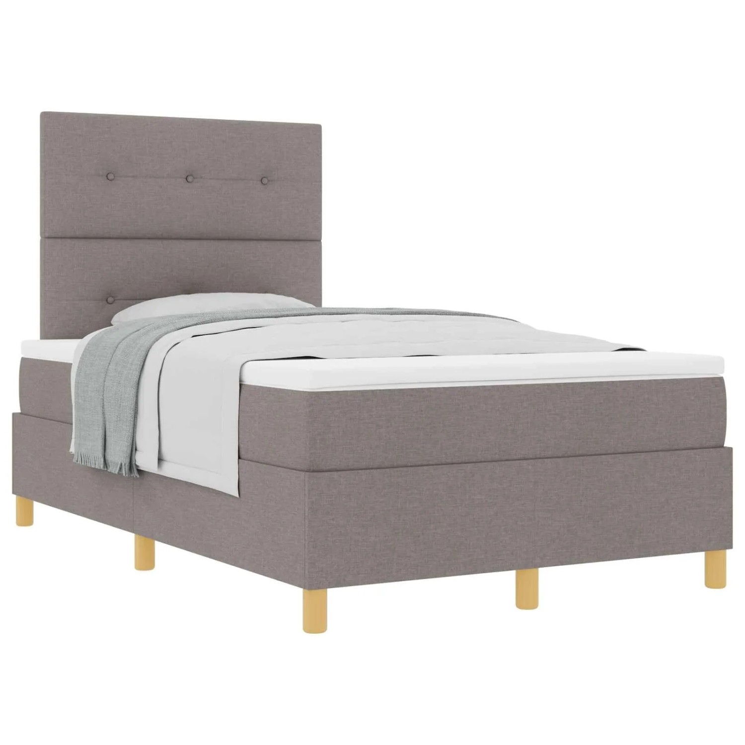vidaXL Boxspringbett mit Matratze Taupe 120 x 190 cm Stoff 3339606