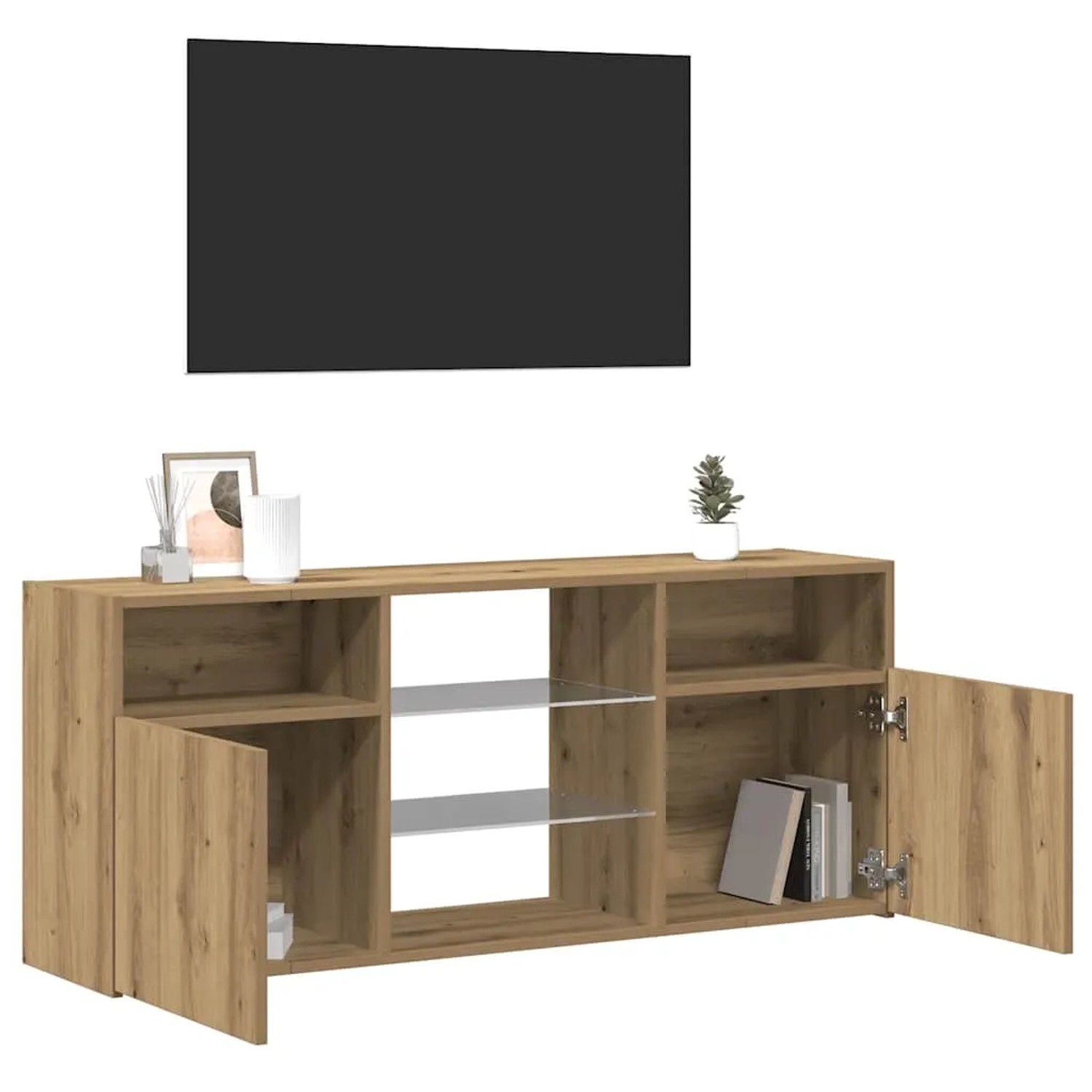 vidaXL TV-Schrank mit LED-Leuchten Artisan-Eiche 120x30x50 cm 856352_5