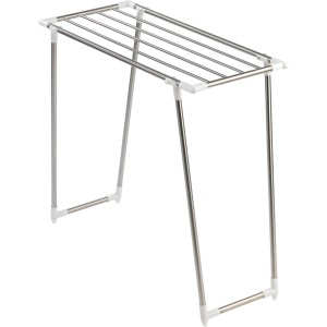 Wenko Wäscheständer Profi Single, silberner Edelstahl, ideal für Badewanne, 79x87x39cm.