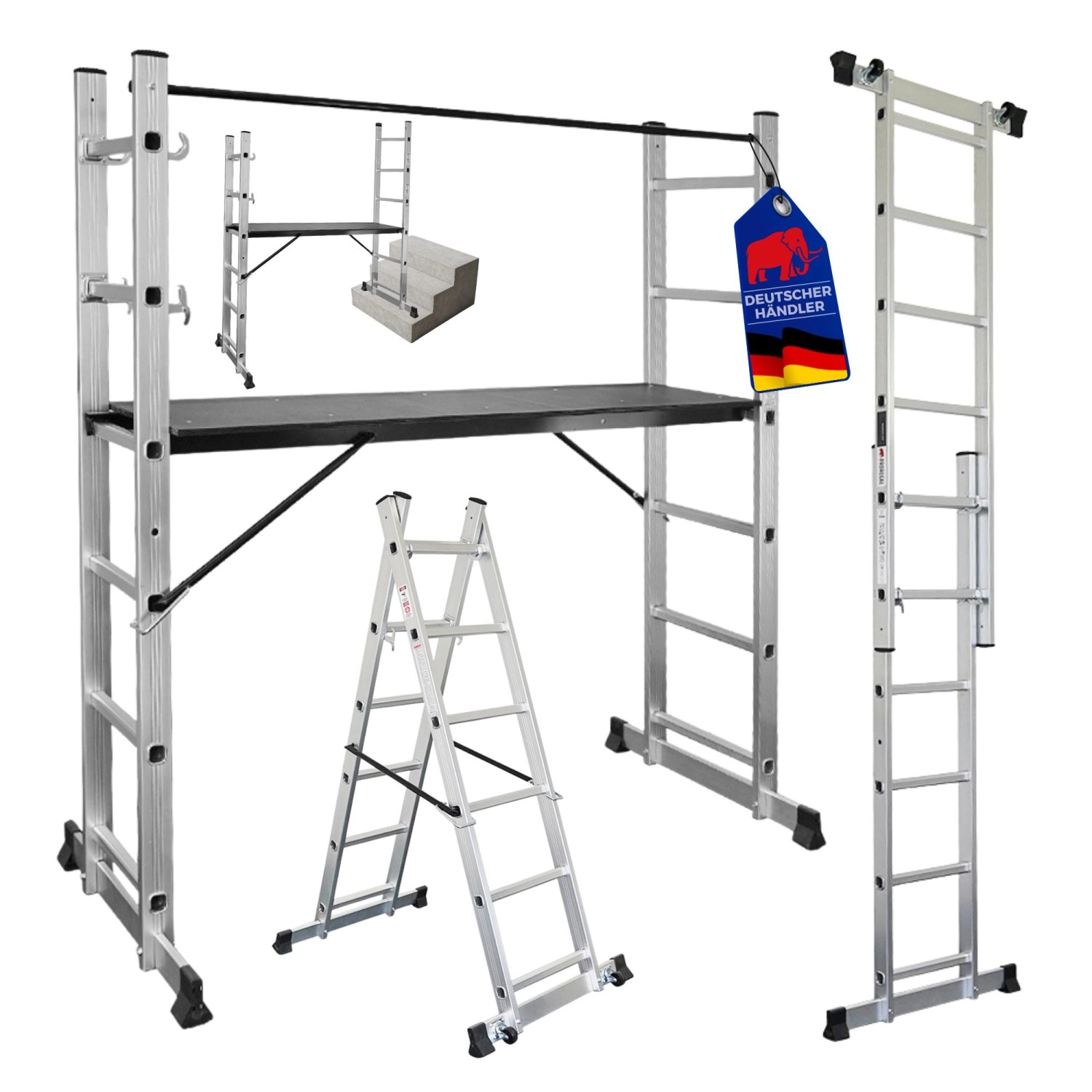 PROREGAL Arbeitsgerüst MULTISTEP 3-In-1 Aluminiumleiter 2x6 Sprossen Bis Zu günstig online kaufen