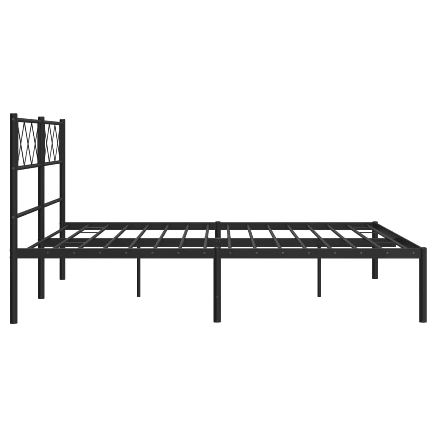 Schwarzes Metallbettgestell 120x190 cm mit Kopfteil für Schlafzimmer.