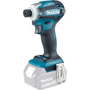 Makita Akku-Schlagschrauber Solo, blau-schwarz, mit Gürtelclip. Ideal für Schraubarbeiten.
