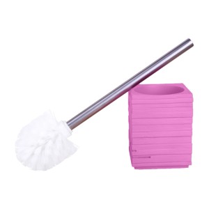 Sanilo WC-Bürste Calero Pink mit Edelstahlgriff und weißem Bürstenkopf.