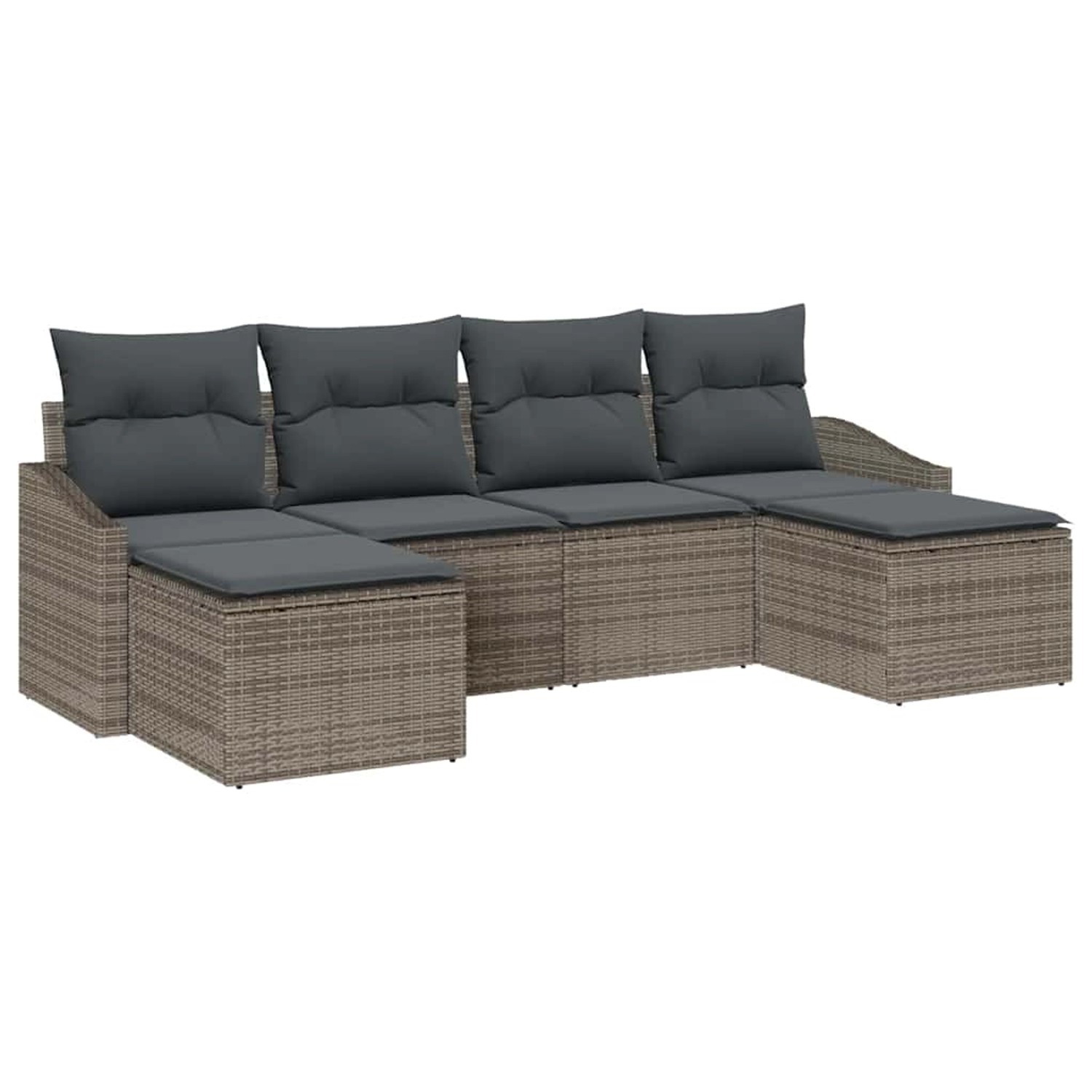 vidaXL Garten-Sofa-Set 6-Tlg Grau Poly Rattan 3346829 günstig online kaufen
