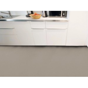 Grauer PVC-Bodenbelag Primaflor Expotop (2,00m x 3,00m) in moderner Küche.