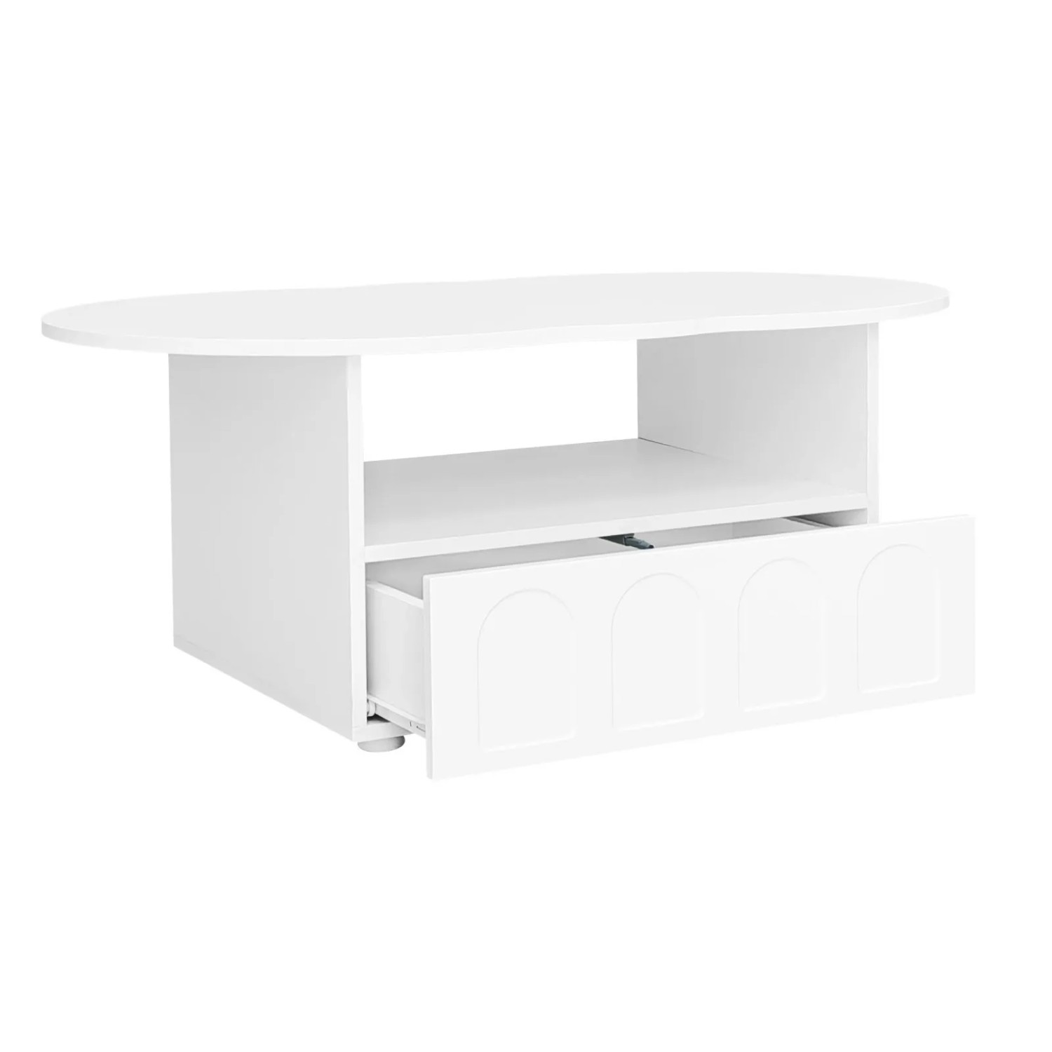 PXloue Couchtisch  Wolkenförmiger Couchtisch mit Schubladen und Ablagefächern