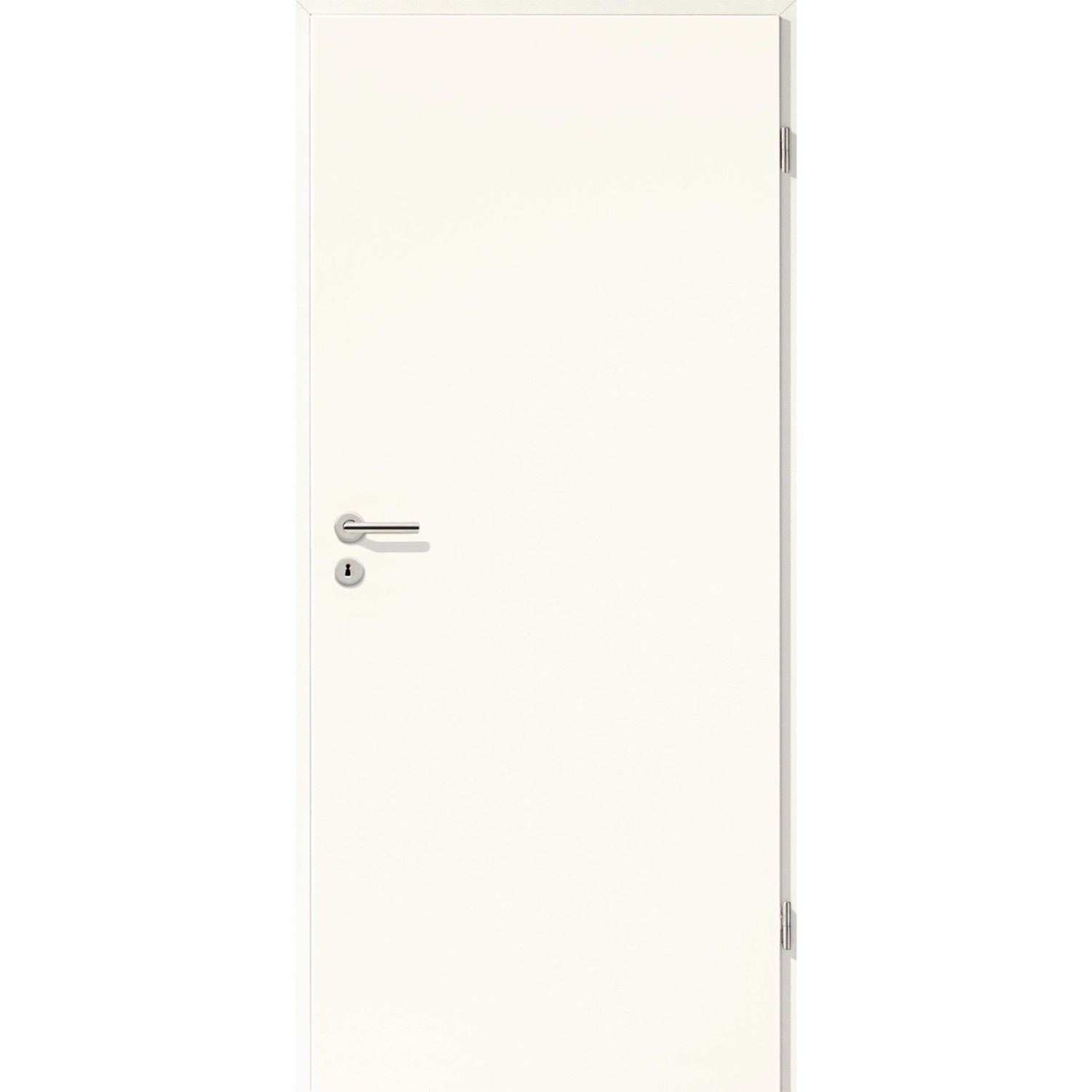 Weiße Zimmertür Brillant Smart, lackiert, ähnl. RAL 9016, mit Türgriff. Rechts.