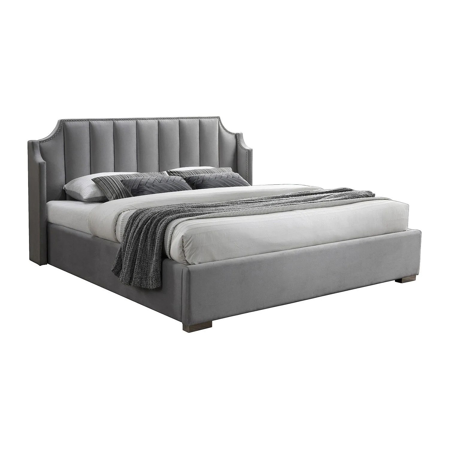 Vente-unique Bett Mit Bettkasten Teomis Hellgrau 164 cm