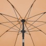 Ansicht von unten: Schneider Balkonschirm Ø 270 cm Apricot mit schwarzem Gestell.