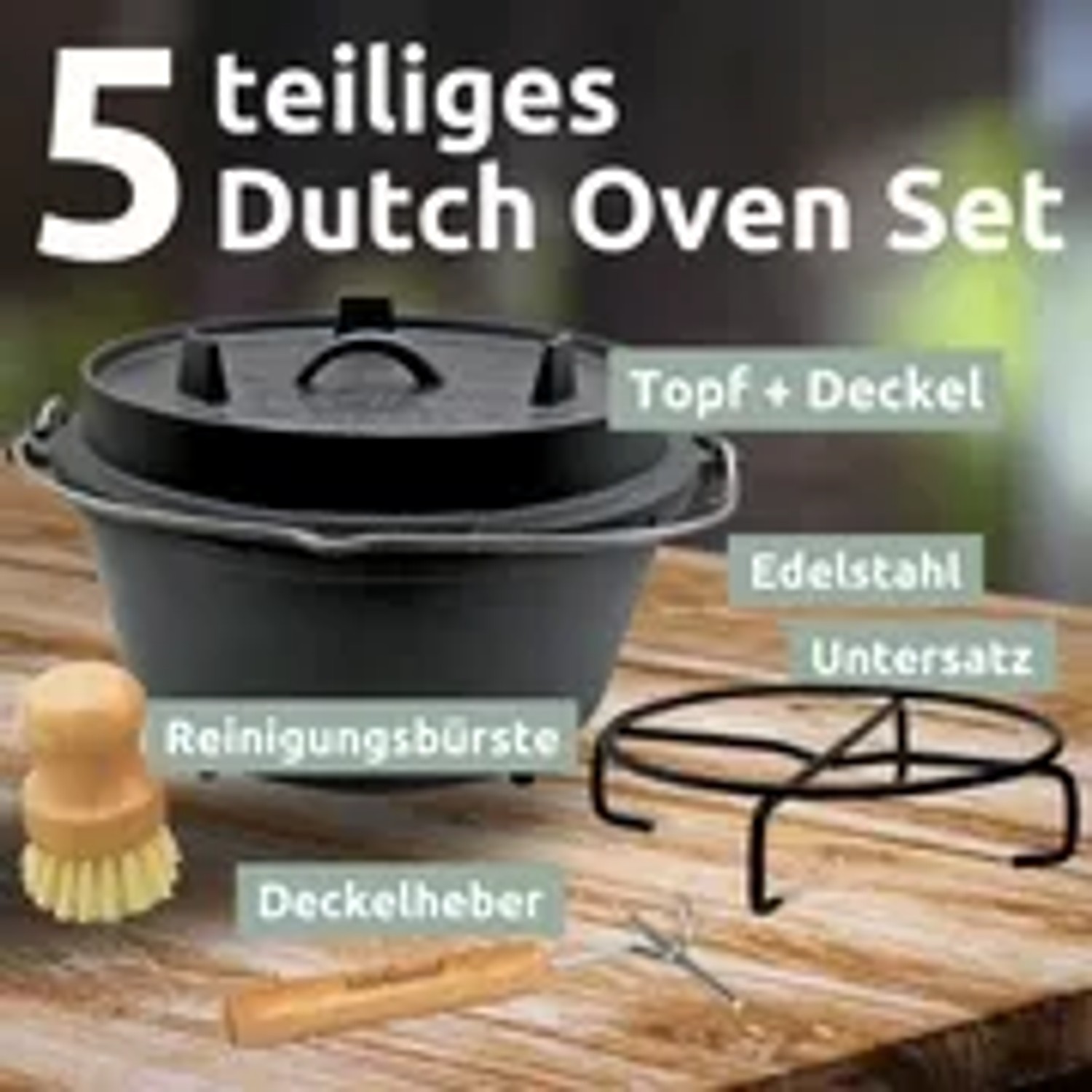 Osoltus 9.0 Qt Dutch Oven Feuertopf Gusseisen - Fertig Eingebrannt