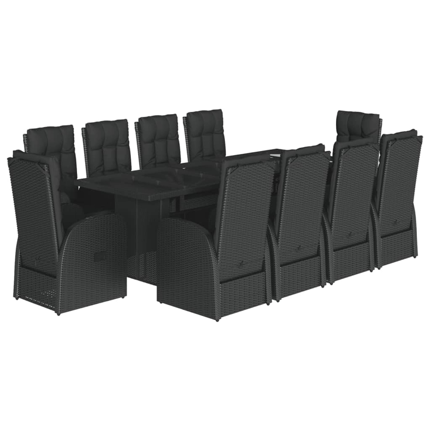 vidaXL 11-Tlg Garten-Essgruppe mit Kissen Schwarz Poly Rattan 3277660 günstig online kaufen