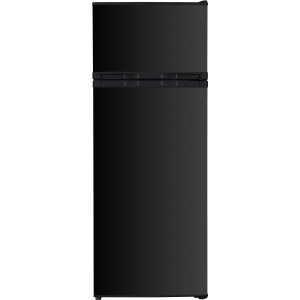 Schwarze PKM Kühl-Gefrierkombination GK212 B mit LED-Beleuchtung.