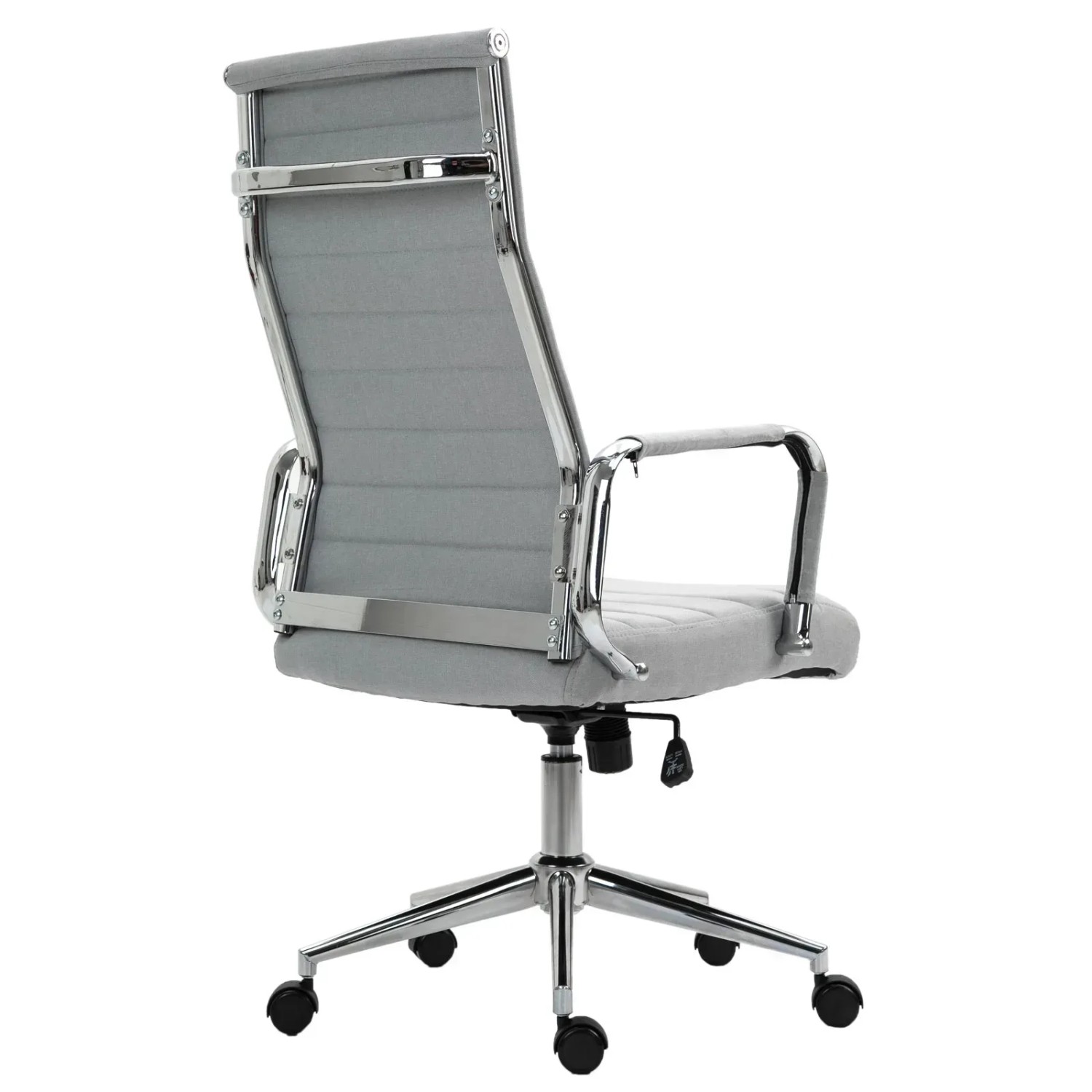Hellgrauer Svita Office Comfort Bürostuhl mit hoher Rückenlehne und Chromgestell.