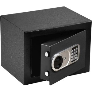 Offener, anthrazitfarbener KARAT Tresor Safemaxx mit elektronischem Zahlenschloss, 30x38x30 cm, 26 Liter.