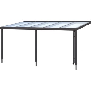 Terrassenüberdachung Garda, 541x307 cm, Aluminium Anthrazit mit Doppelstegplatten.
